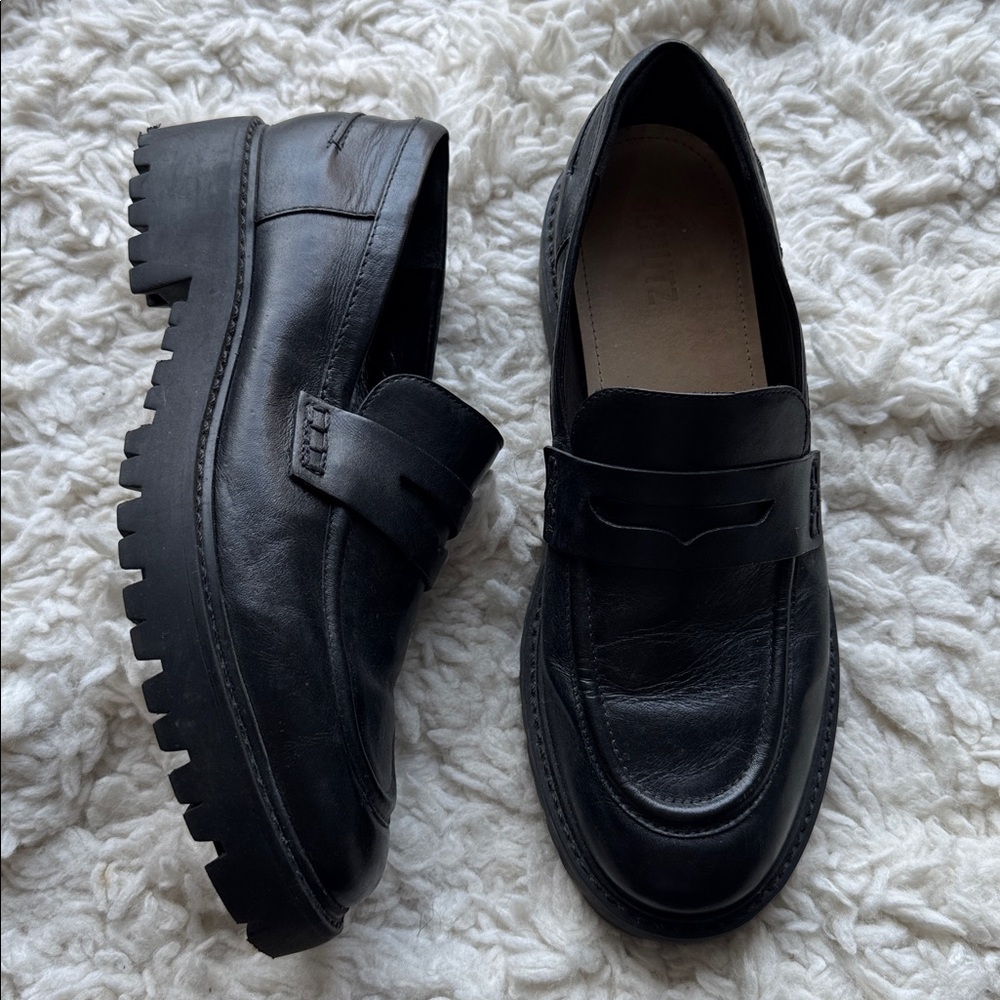 Schutz Chunky Leather Loafers